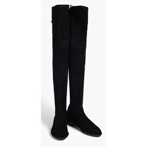 Stuart Weitzman Suede Over The Knee Boots Black Almond Toe Size 6.5 Pull On Styl